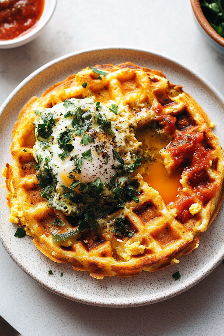 waffled eggs romesco