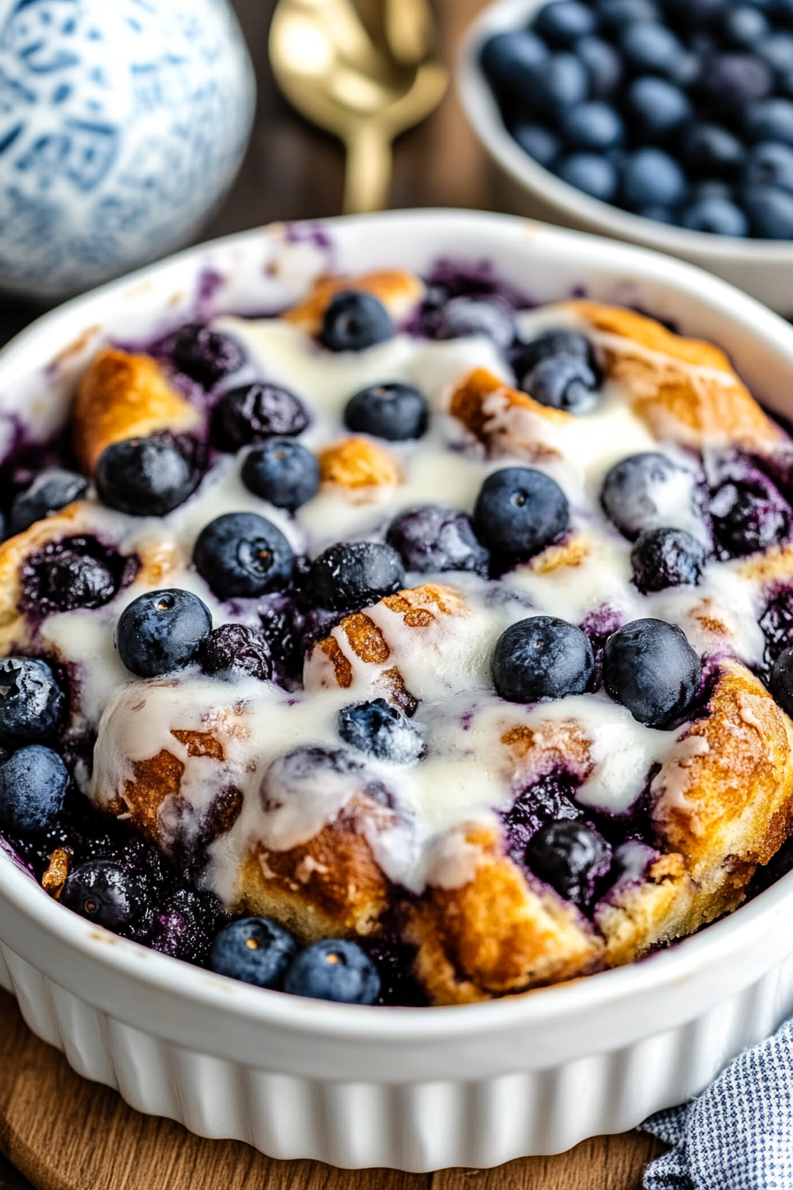 Blueberry cinnamon roll casserole