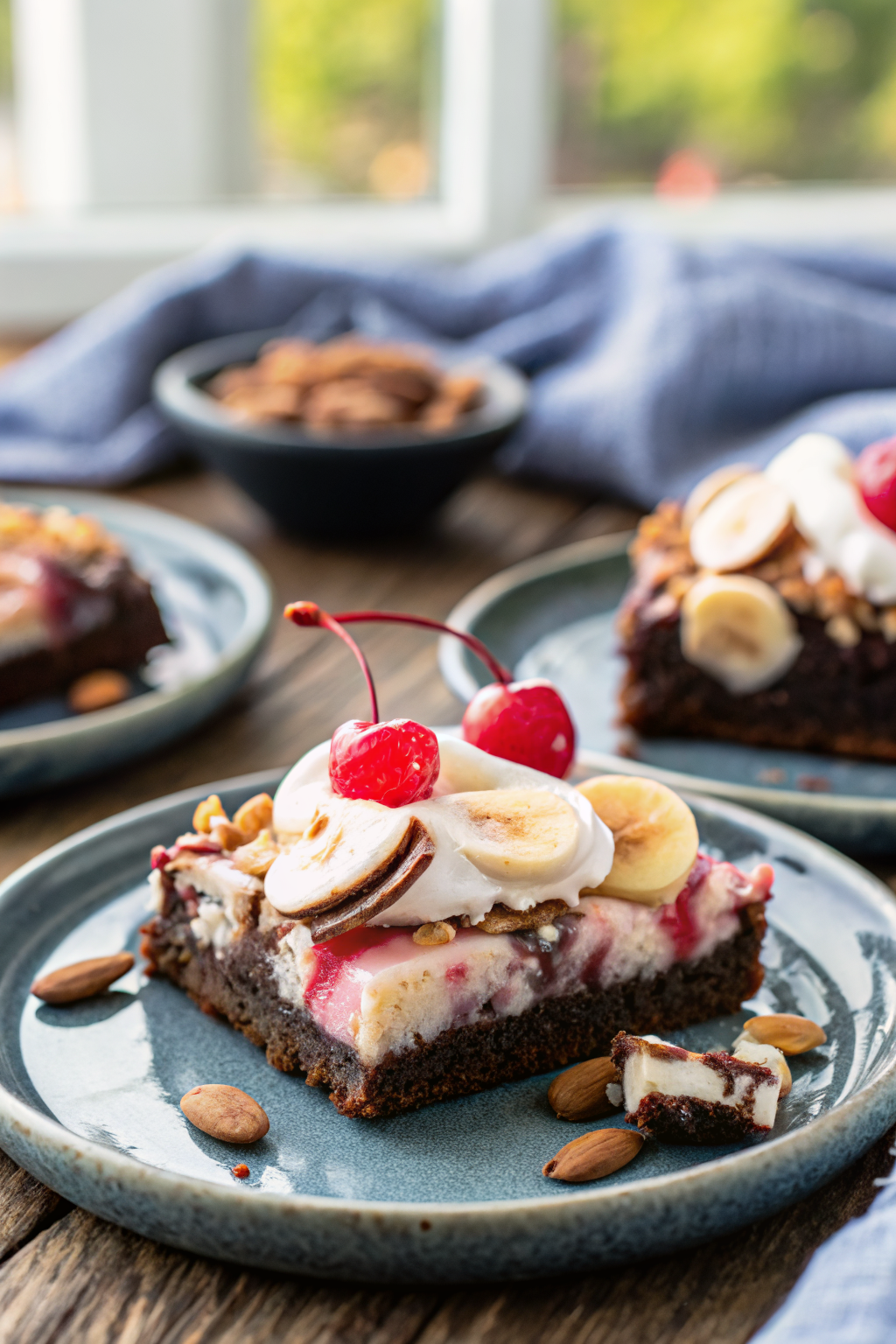 Banana Split Brownies ingredients organized and measured on kitchen counter