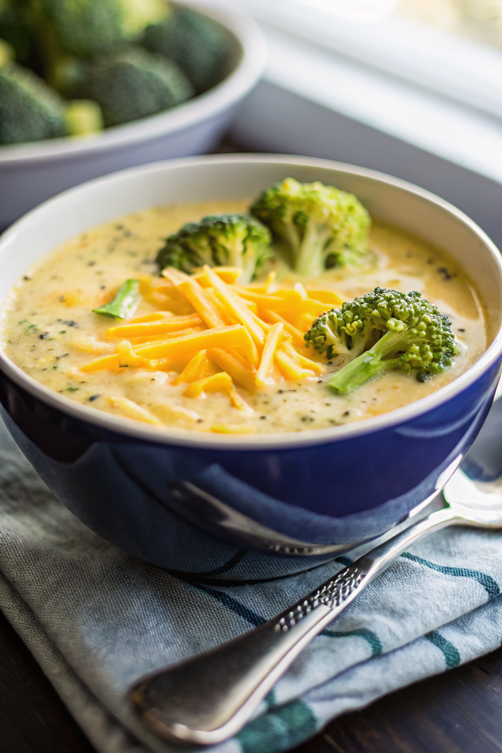 The Best Broccoli Cheese Soup ingredients organized and measured on kitchen counter
