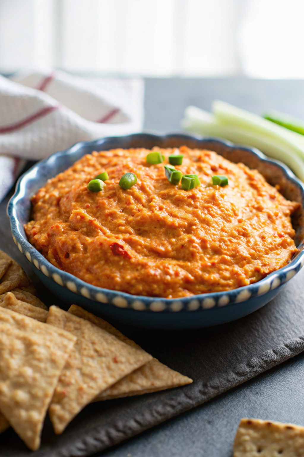 Buffalo Chicken Dip ingredients organized and measured on kitchen counter
