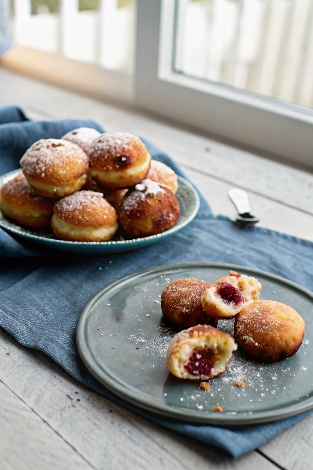 Jelly Donut Holes Canned beautifully presented from an overhead angle