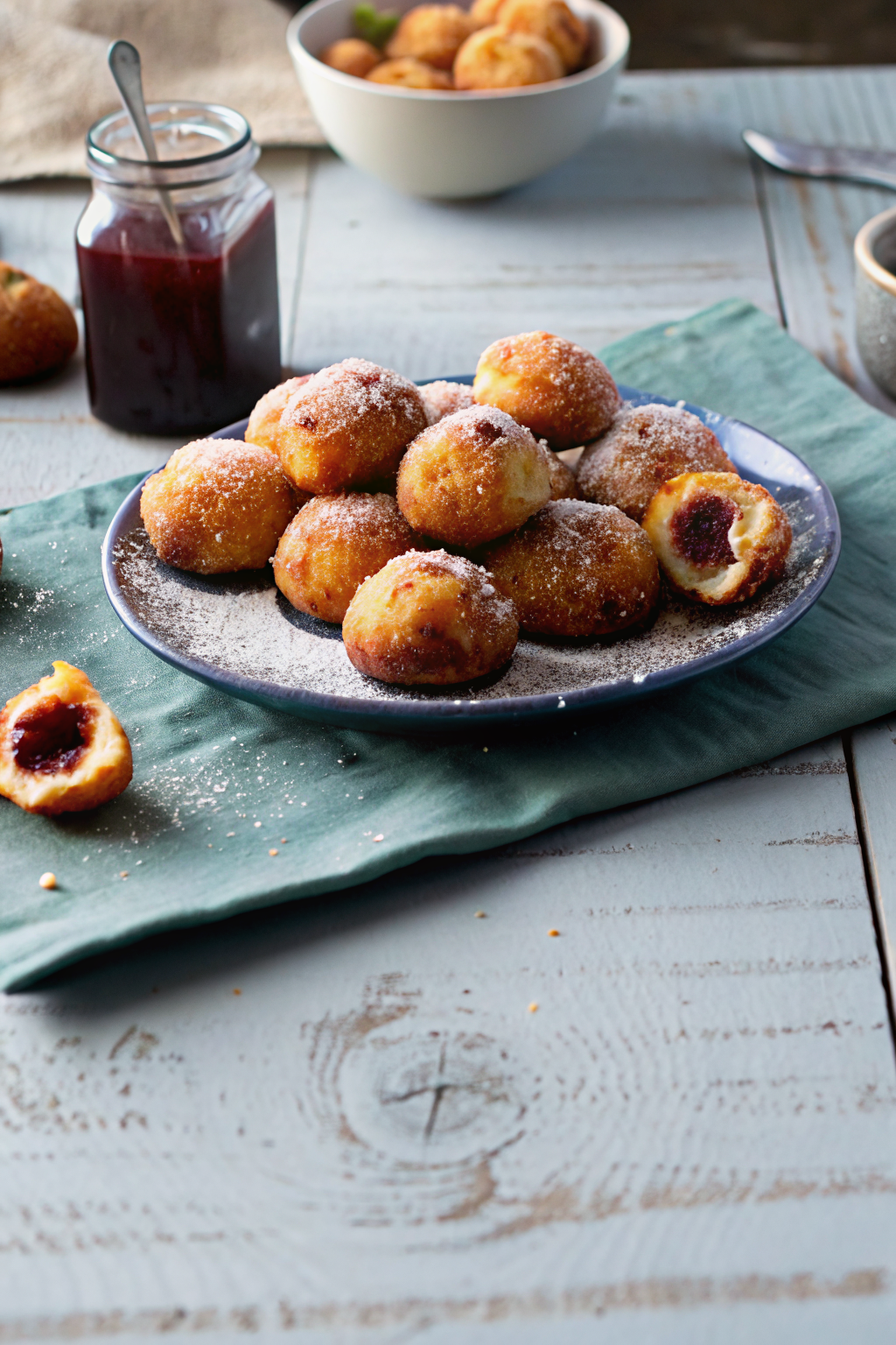 Jelly Donut Holes Canned ingredients organized and measured on kitchen counter
