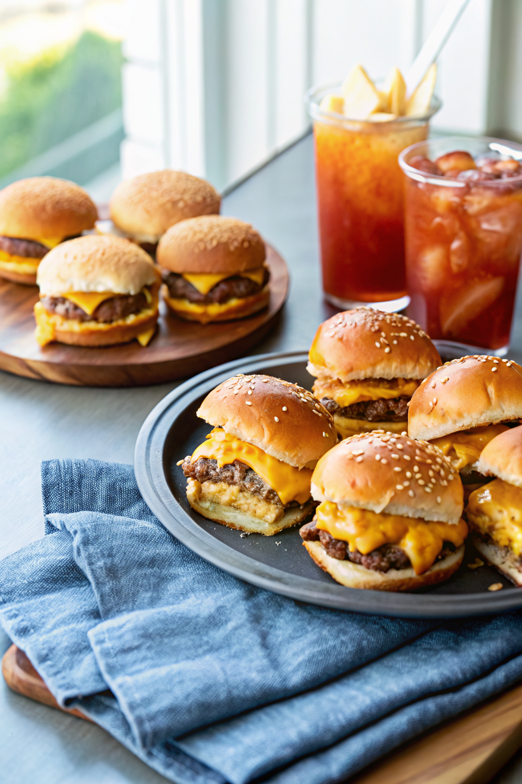 Cheeseburger Sliders ingredients organized and measured on kitchen counter