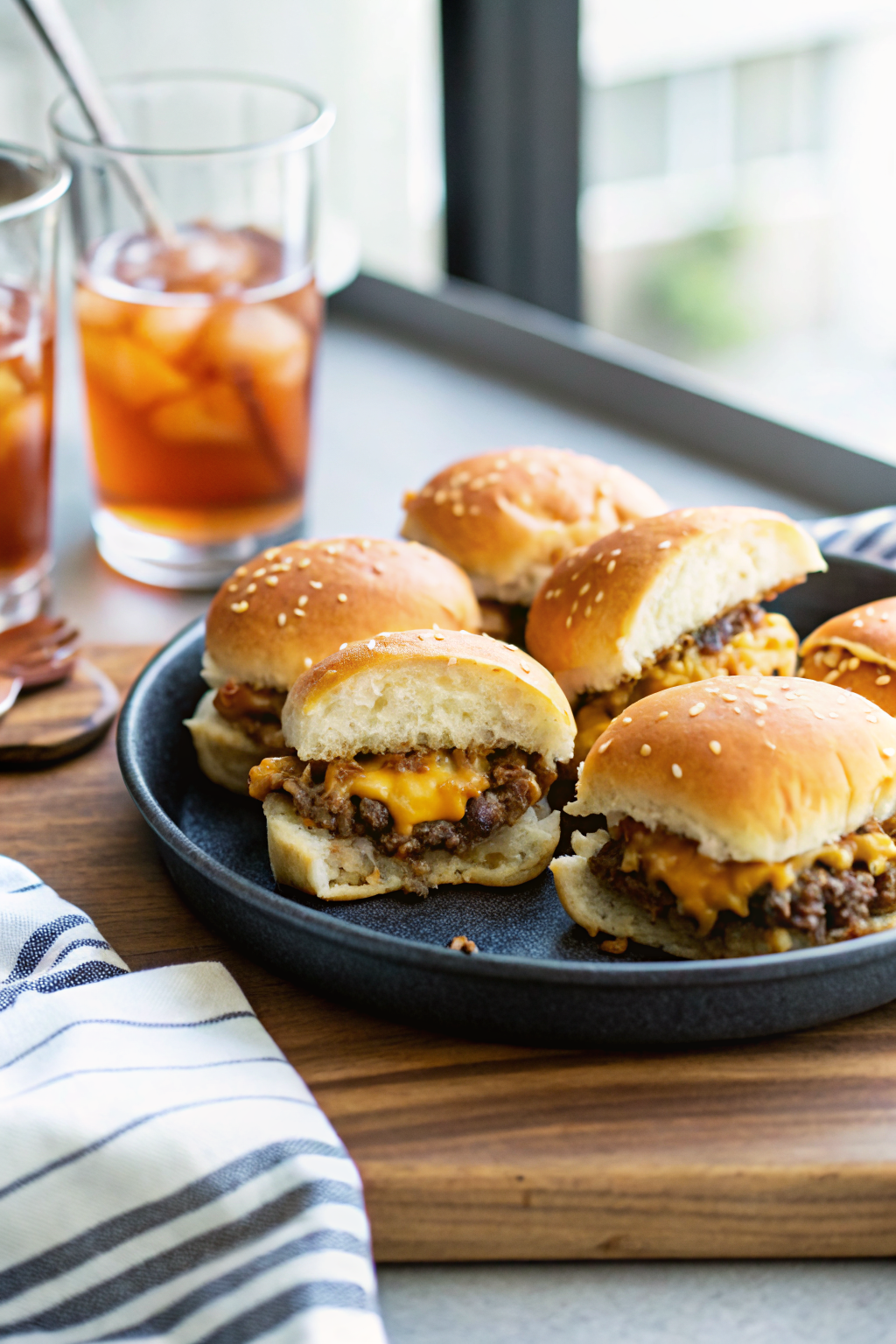 Cheeseburger Sliders slice on plate showing perfect texture and swirl pattern