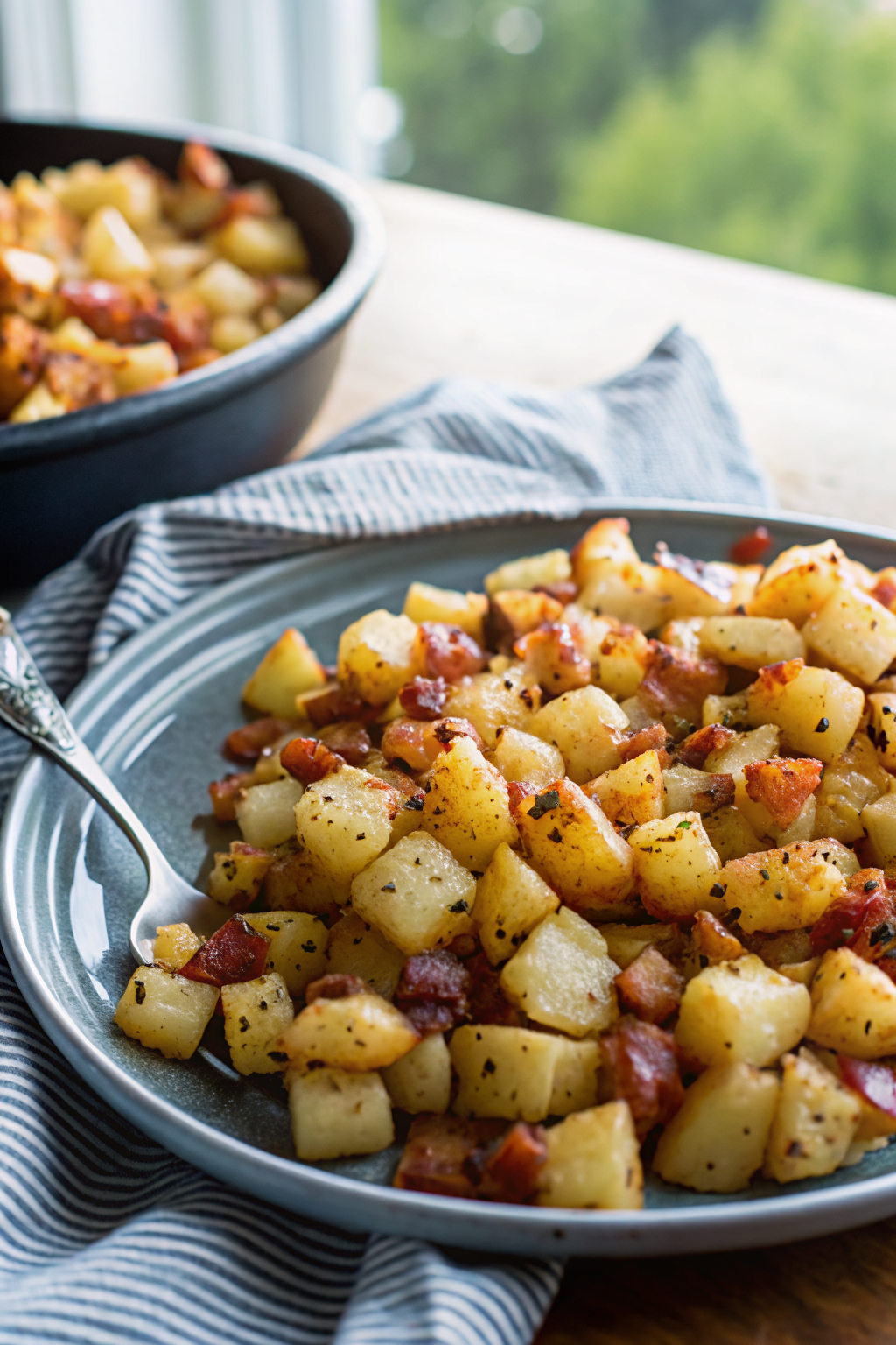 Crispy Cheese Bacon Potatoes ingredients organized and measured on kitchen counter