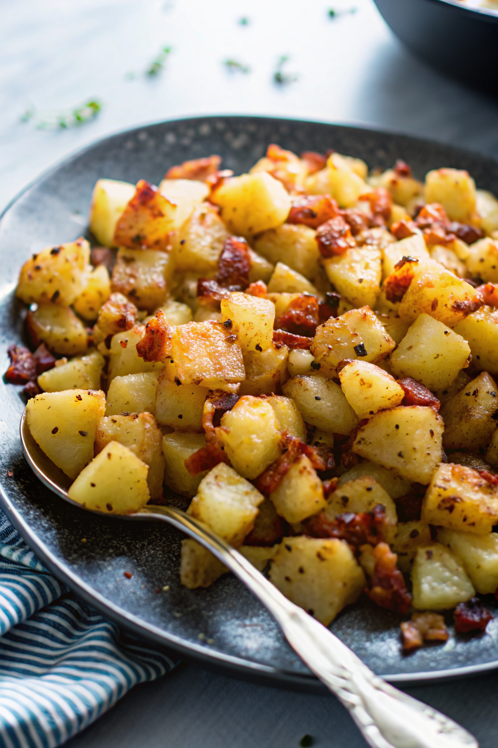 Crispy Cheese Bacon Potatoes slice on plate showing perfect texture and swirl pattern