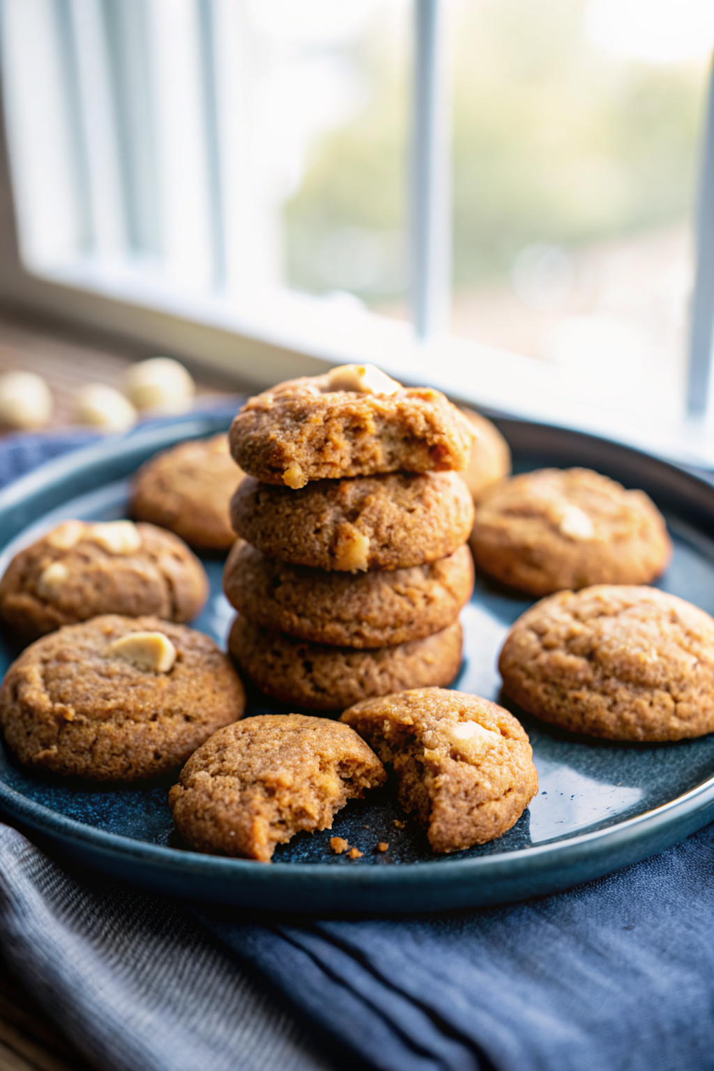 Keto Pumpkin Cookies beautifully presented from an overhead angle
