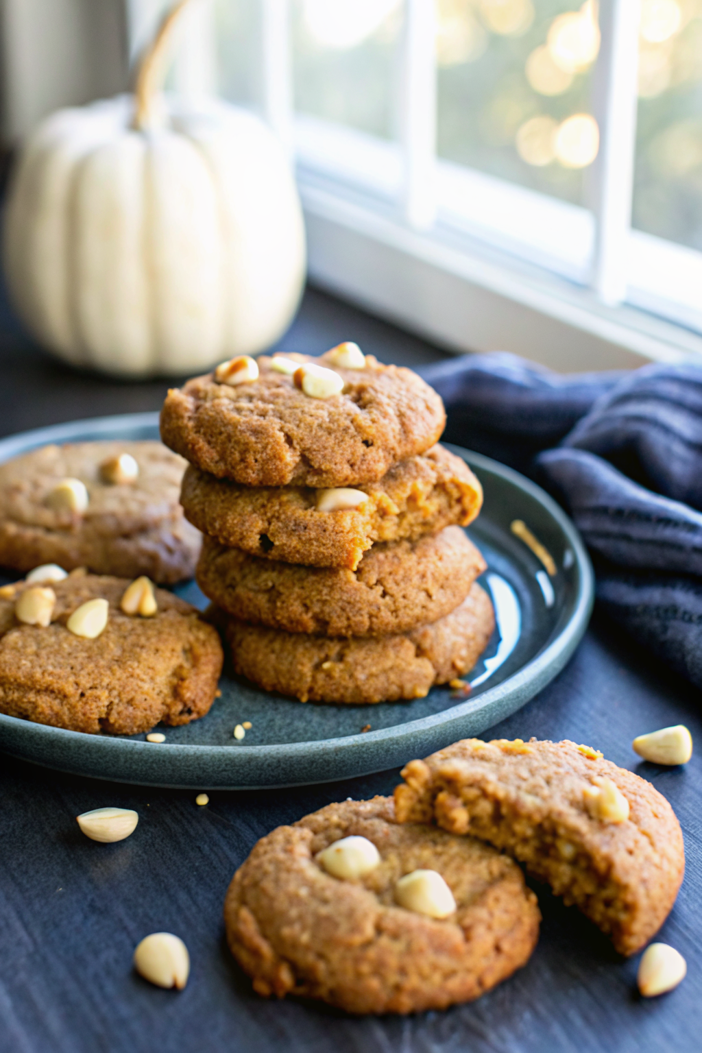 Keto Pumpkin Cookies slice on plate showing perfect texture and swirl pattern