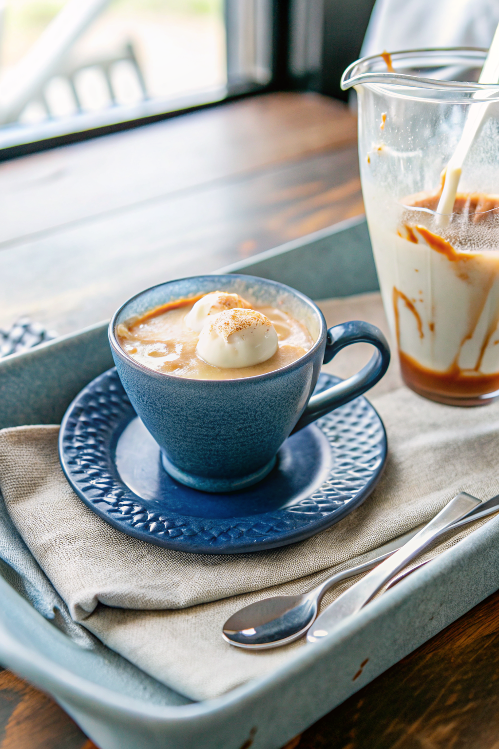 Make London Fog slice on plate showing perfect texture and swirl pattern