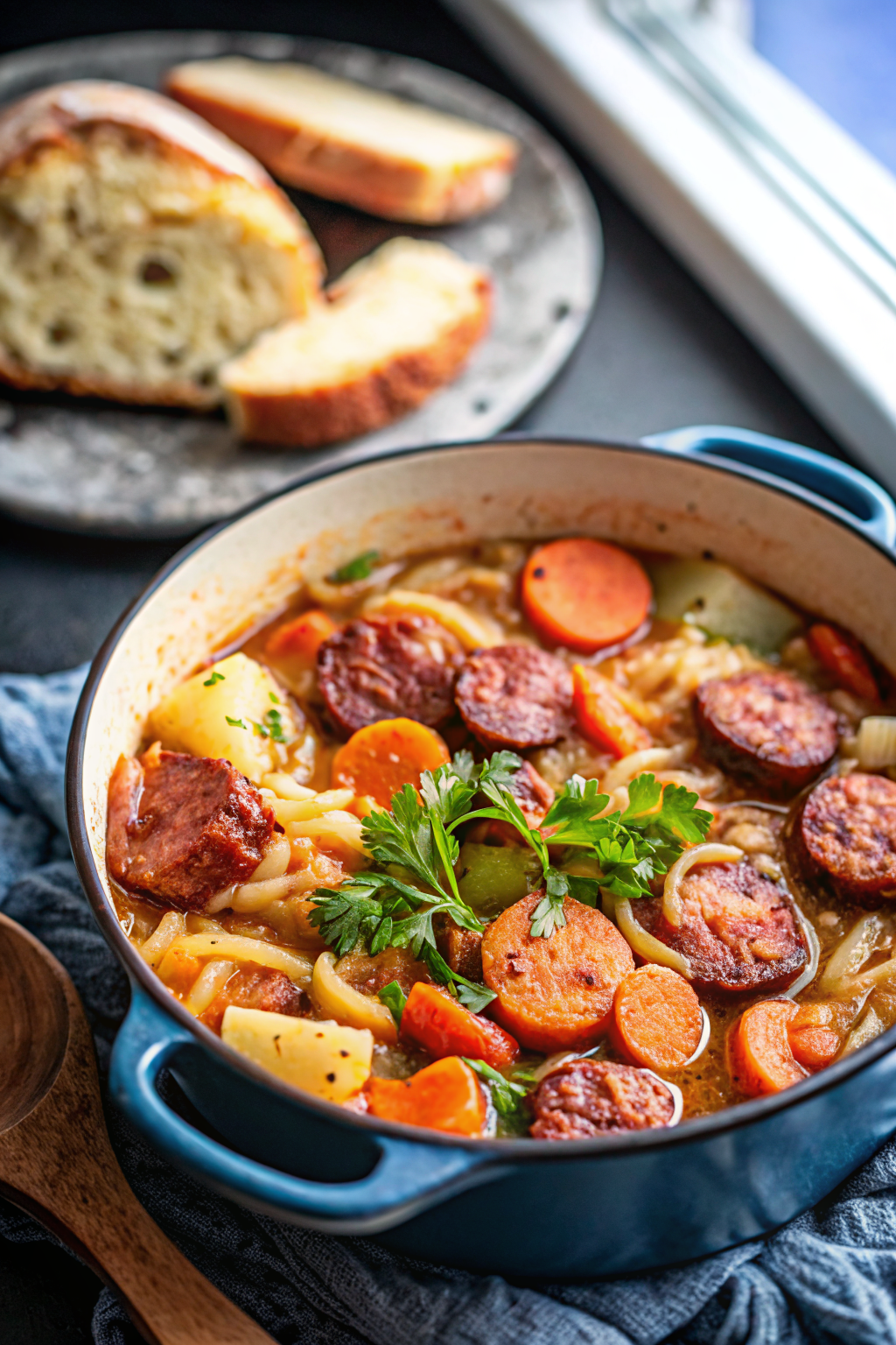 Dublin Coddle slice on plate showing perfect texture and swirl pattern
