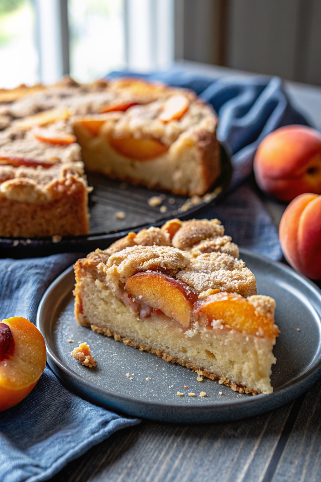Peach Coffee Cake ingredients organized and measured on kitchen counter