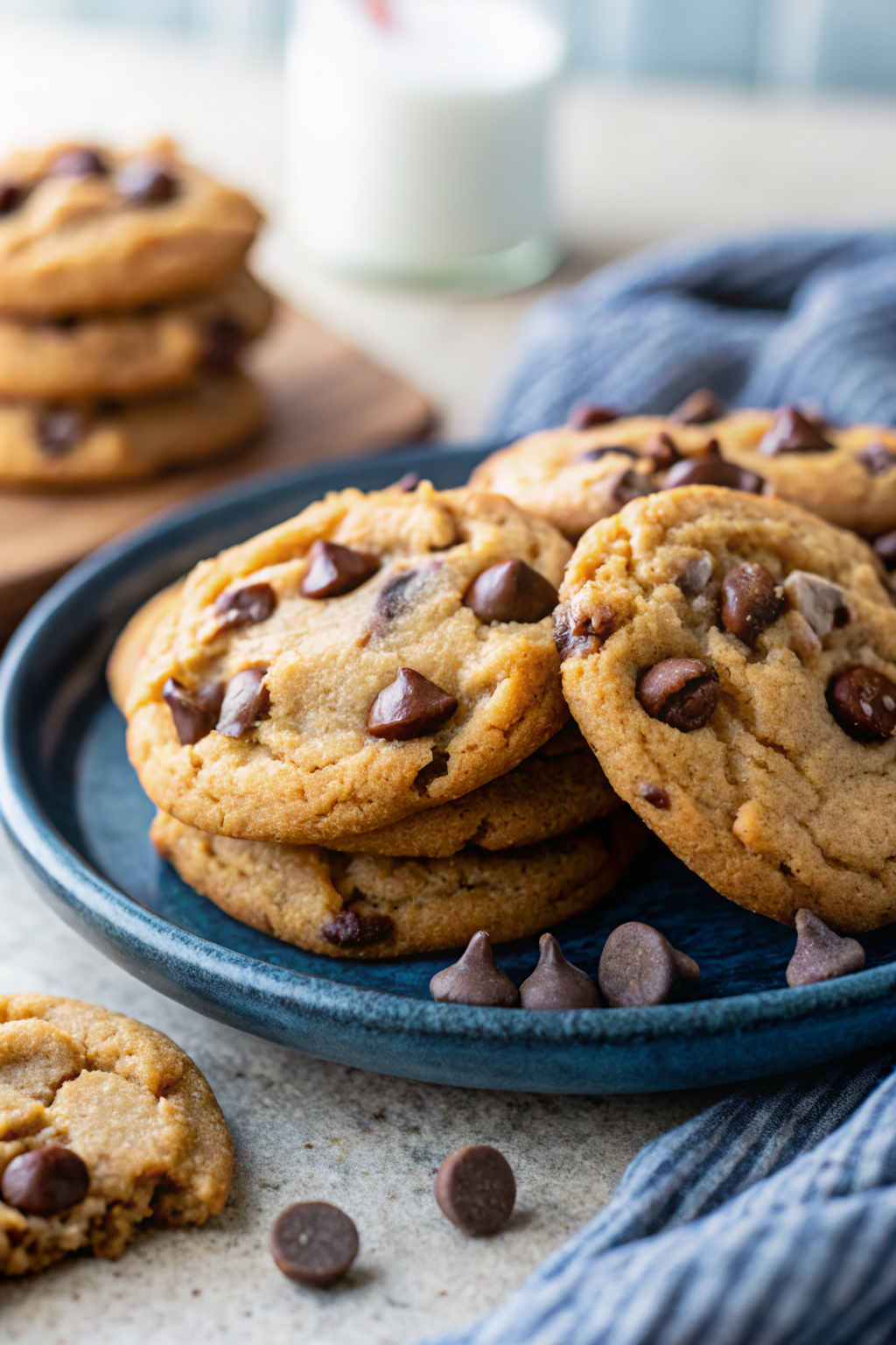 Peanut Butter Chocolate Chip Cookies ingredients organized and measured on kitchen counter
