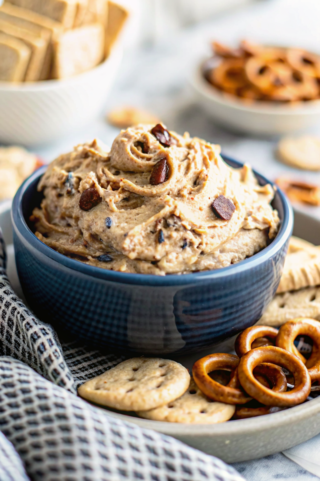 Reese's Peanut Butter Cookie Dough Dip slice on plate showing perfect texture and swirl pattern