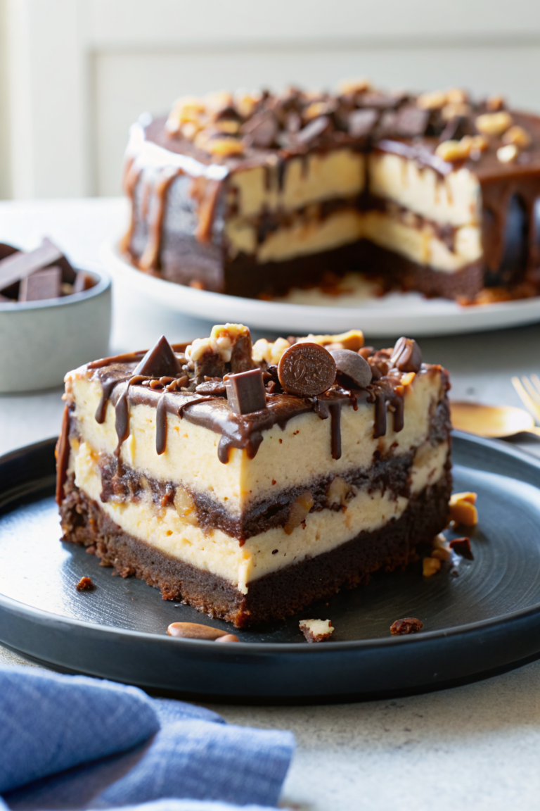 Snickers Peanut Butter Brownie Ice Cream Cake