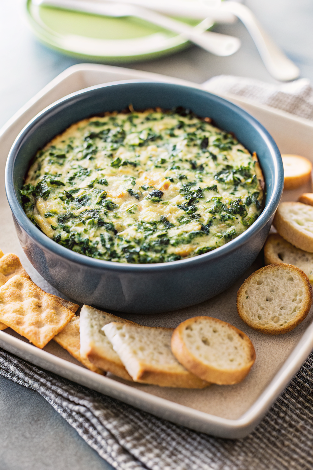 Spinach Artichoke Dip ingredients organized and measured on kitchen counter