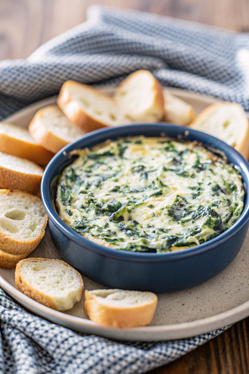 Spinach Artichoke Dip slice on plate showing perfect texture and swirl pattern