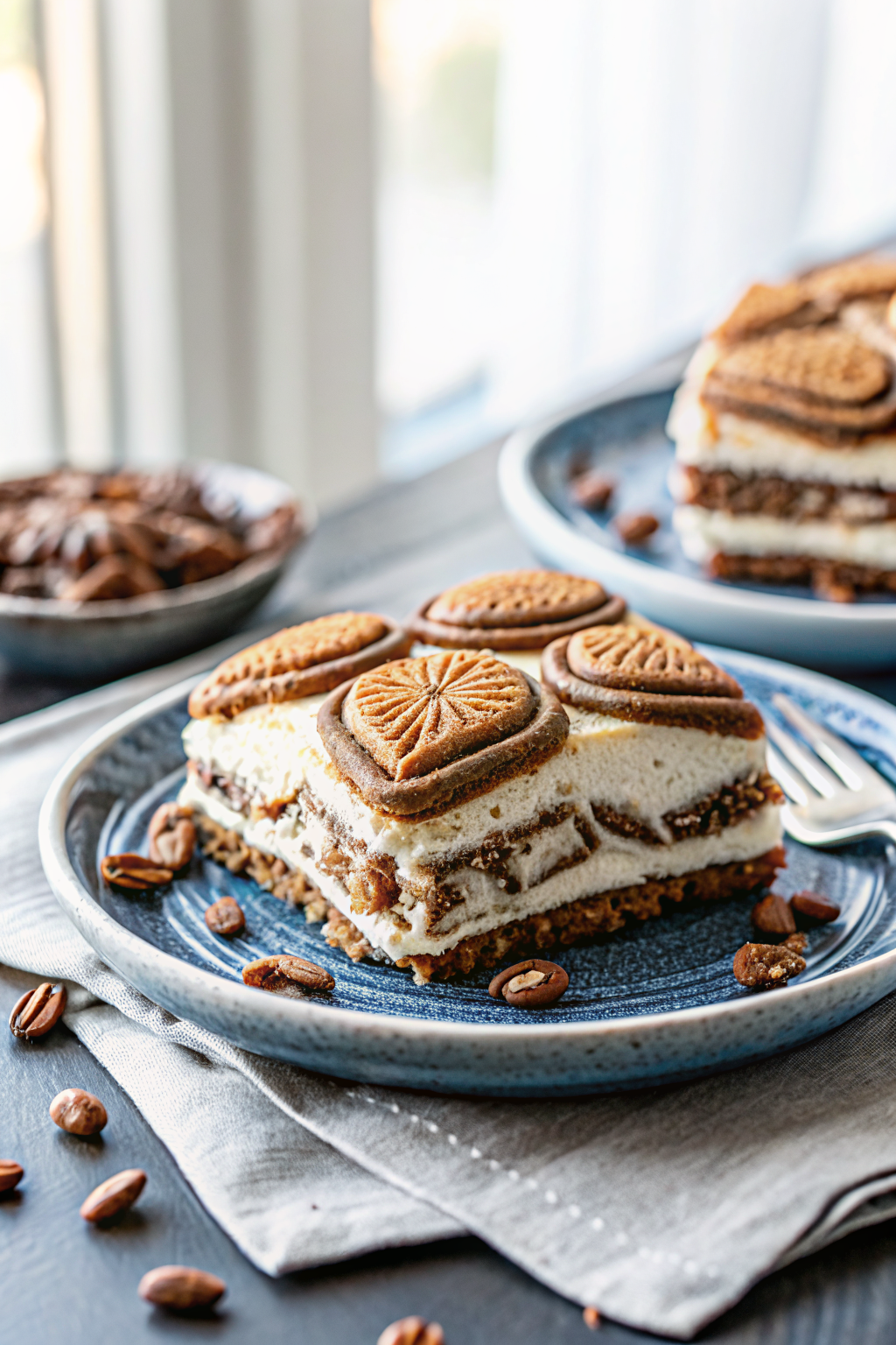 Turtle Ice Cream Sandwich Cake ingredients organized and measured on kitchen counter